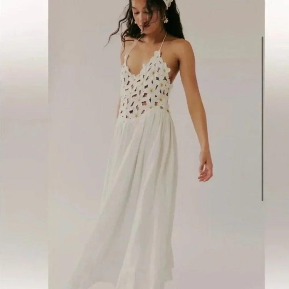 Free People White Crochet Bodice Maxi Dress - Picture 1 of 9